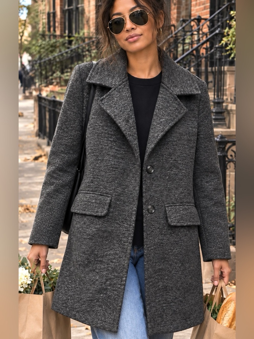 Steve Madden Charcoal Grey Pea Coat | Size Large